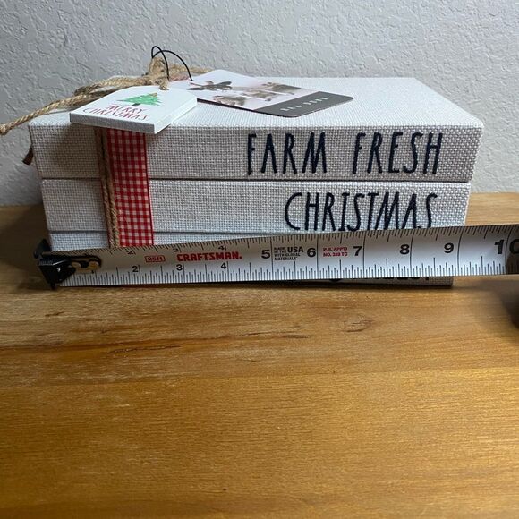 NWT Rae Dunn Christmas Decor Fabric Stack of Books Farmhouse Rustic TableTop - Picture 4 of 9
